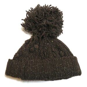 La Rok Pom Beanie Hat Wool‎ Blend Knit Cuffed